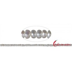 Strang Button Süßwasser-Perle AB weiß 2 x 3-4 mm (36cm)