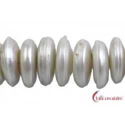 Strang Scheiben Süßwasser-Perle Ab creme-weiß (natur) 3-6 x 15-20 mm
