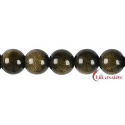 Strang Kugeln Obsidian (Goldglanzobsidian) 16 mm