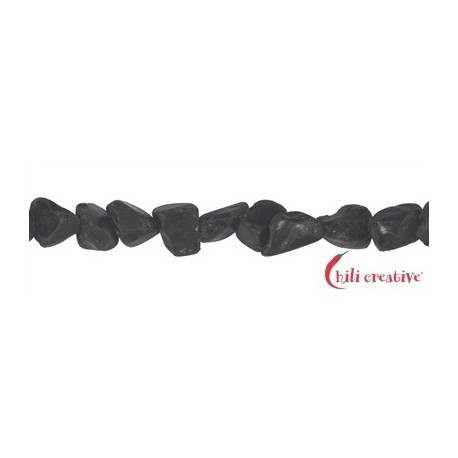 Strang Nuggets Obsidian (schwarz) roh 10-12 mm