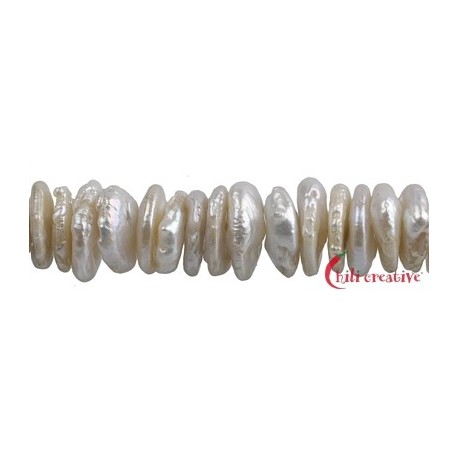Strang Scheiben Süßwasser-Perle AB creme-weiß (natur) ca. 2-3 x 12-14 mm