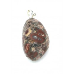 Trommelstein-Anhänger Rhyolith Leoparden 925er Silber