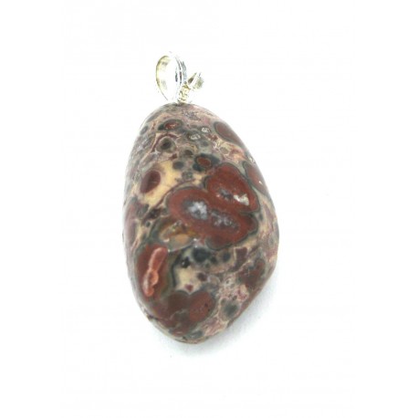 Trommelstein-Anhänger Rhyolith Leoparden 925er Silber