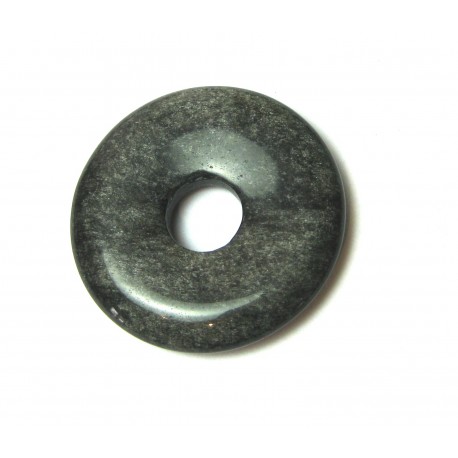 Donut Obsidian Silber 40 mm