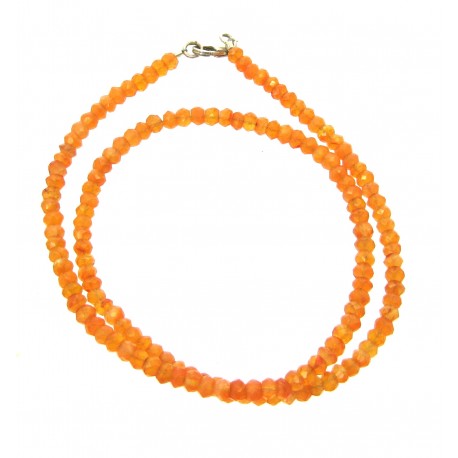 Kette Carneol (erhitzt) Button facettiert 4/45 925er Silber