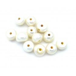 Süsswasserzucht-Perle Button gebohrt 9 - 12  mm VE 12 Stück