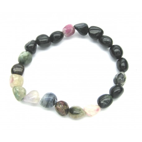 Nugget-Armband kleine Steine Turmalin bunt 10 - 12 mm
