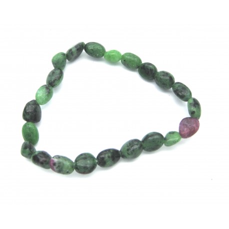 Nugget-Armband kleine Steine Zoisit (Anyolith) mit Rubin 6-8 mm