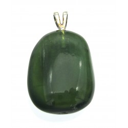 Trommelstein-Anhänger Disthen grün 925er Silber