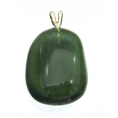 Trommelstein-Anhänger Disthen grün 925er Silber