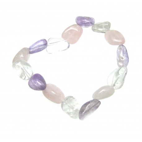 Nugget-Armband klein Amethyst Bergkristall Rosenquarz B