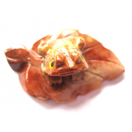 Frosch auf Blatt Speckstein 3,8 cm