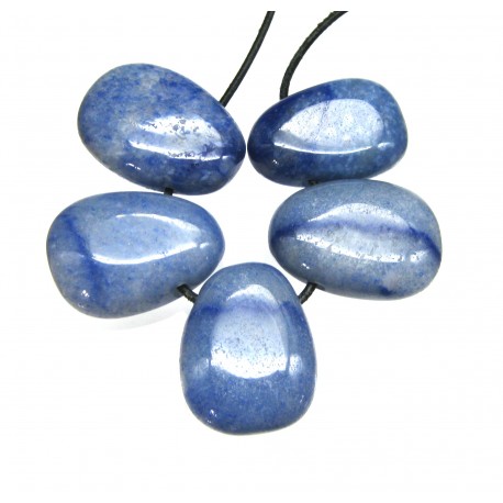 Trommelstein gebohrt Blauquarz VE 5 Stück