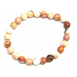 Kugel-Armband Opal weiß-abricot-rötlich 8 mm