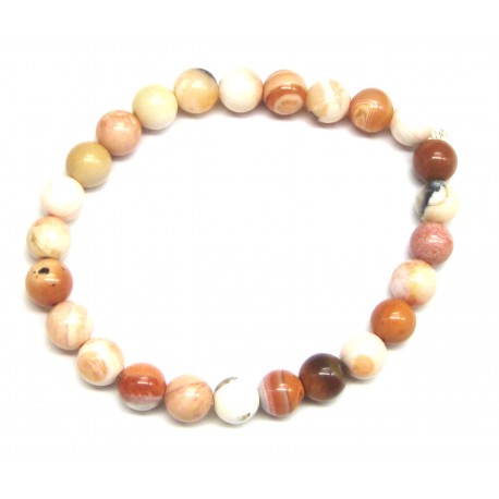 Kugel-Armband Opal weiß-abricot-rötlich 8 mm