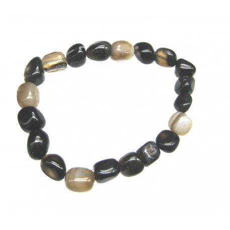 Nugget-Armband klein Achat schwarz gefärbt