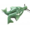 Delfin-Paar mit Ball gebohrt Aventurin Aventurinquarz grün 7 x 4,5 cm
