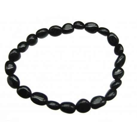 Nugget-Armband klein Turmalin schwarz stabilisiert fein 6-8 mm