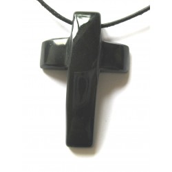 Kreuz gebohrt Onyx (gefärbt) gewölbt 3 x 4,5 cm