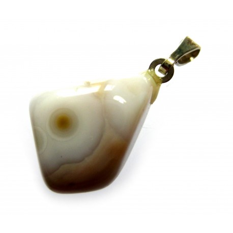 Trommelstein-Anhänger Ozeanachat (Chalcedon) 925er Silber