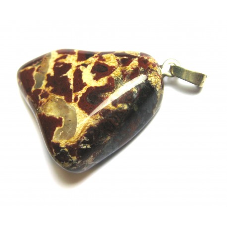 Trommelstein-Anhänger Jaspis Brekzie 925er Silber