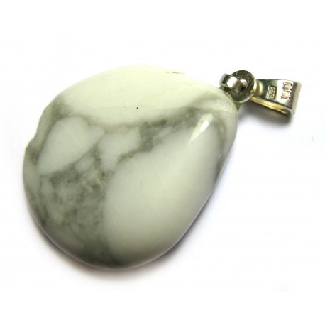 Trommelstein-Anhänger Magnesit 925er Silber