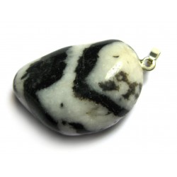 Trommelstein-Anhänger Marmor Zebra 925er Silber