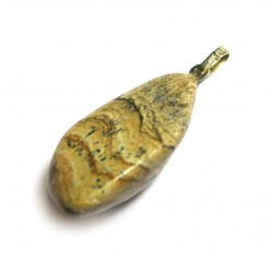 Trommelstein-Anhänger Marmor Landschafts- 925er Silber