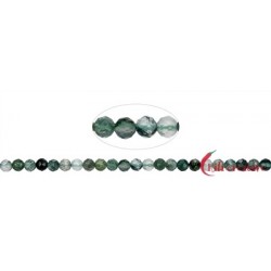 Strang Kugeln Moosachat grün (Chalcedon) facettiert 3 mm