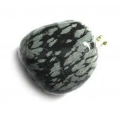 Trommelstein-Anhänger Obsidian Schneeflocke 925er Silber