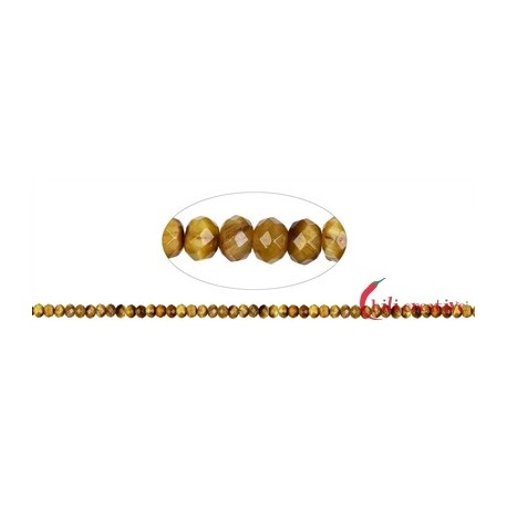 Strang Button Tigerauge (gelb) facettiert 5 x 8 mm (38cm)