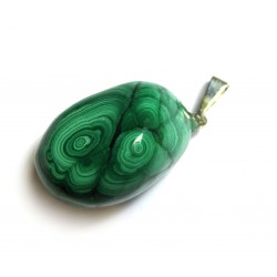 Trommelstein-Anhänger Malachit (stabilisiert) 925er Silber