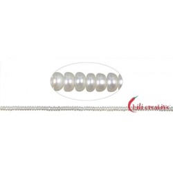 Strang Button Süßwasser-Perle A weiß 2-3 mm