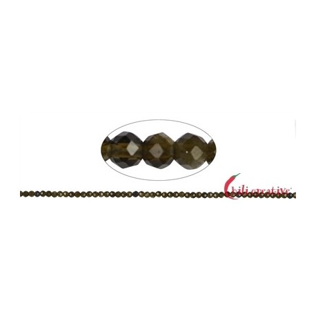 Strang Kugeln Obsidian (Goldglanzobsidian) facettiert 2 mm