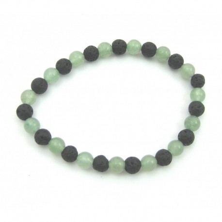 Kugel-Armband Mix Lava Grünquarz (gefärbt) 6 mm