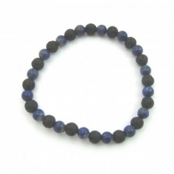 Kugel-Armband Mix Lava Lapislazuli 6 mm