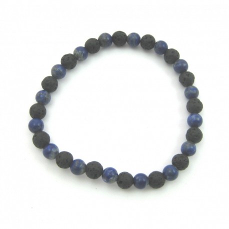 Kugel-Armband Mix Lava Lapislazuli 6 mm
