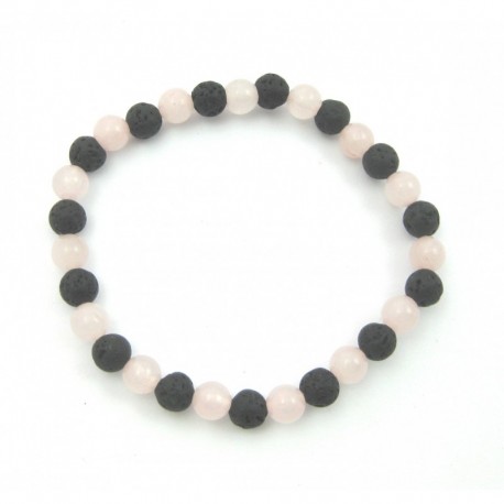 Kugel-Armband Mix Lava Rosenquarz 6 mm
