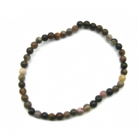 Kugel-Armband versteinertes Holz 4 mm
