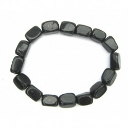 Nugget-Armband kleine Steine kantig Turmalin schwarz (Stabilisiert) 10-12 mm