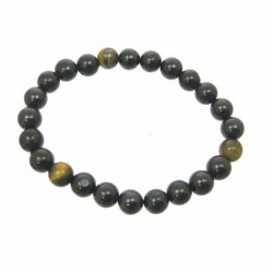 Kugel-Armband Schungit (Steinkohle) Tigerauge 8 mm