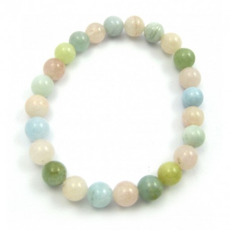 Kugel-Armband Beryll rosa-grün-blau A 8 mm