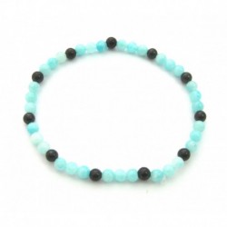 Kugel-Armband Amazonit mint mit Schungit (Steinkohle) 4 mm