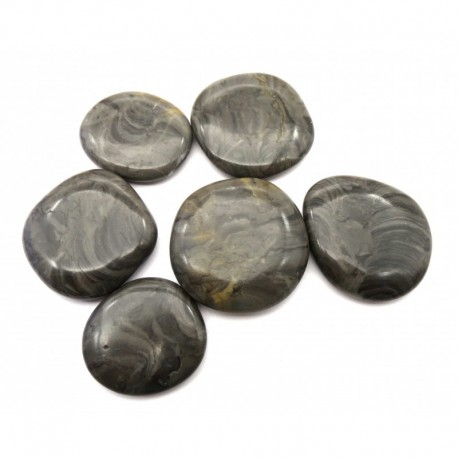 Scheibenstein Marmor Stromatolith grau 3 - 4 cm 1 Stück