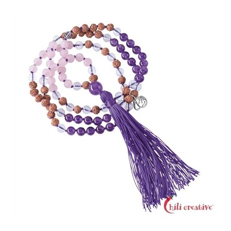 Mala Amethyst, Bergkristall, Rosenquarz (Vitalität) 6 mm