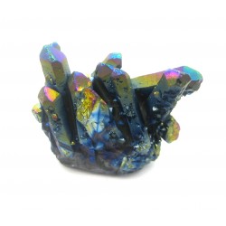 Rohstein Gruppe dunkelblau-bunt (Bergkristall bedampft) 3-4 cm