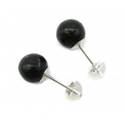 Ohrstecker Schungit Kugel 8 mm 925er Silber