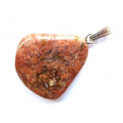 Trommelstein-Anhänger Moosachat rosa 925er Silber