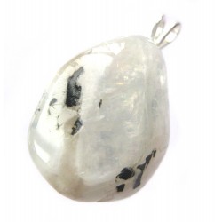 Trommelstein-Anhänger Labradorit weiß 925er Silber