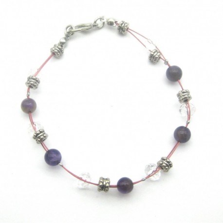 Draht-Armband - Stein: Amethyst - Kugeldurchmesser: 6 mm